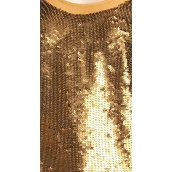 Trouve Gold Sequin Embellish Sheer Tank Size M - Picture 3 of 4